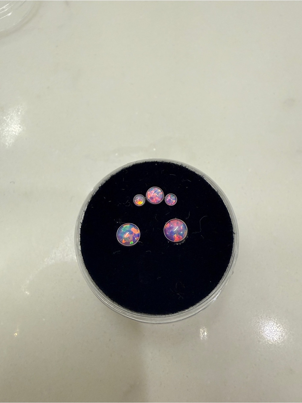 Neometal Threadless Lavender Opal Cab Set (one cluster and two 4mm cabs)